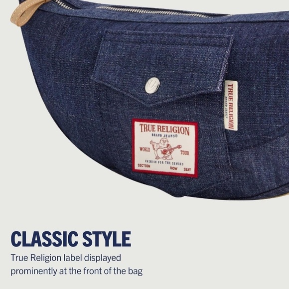 True Religion Hobo Shoulder Bag Denim Medium - Picture 5 of 7